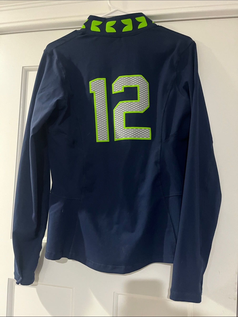 Seahawks Women’s Navy Athletic Jacket with Neon Green Accents Large